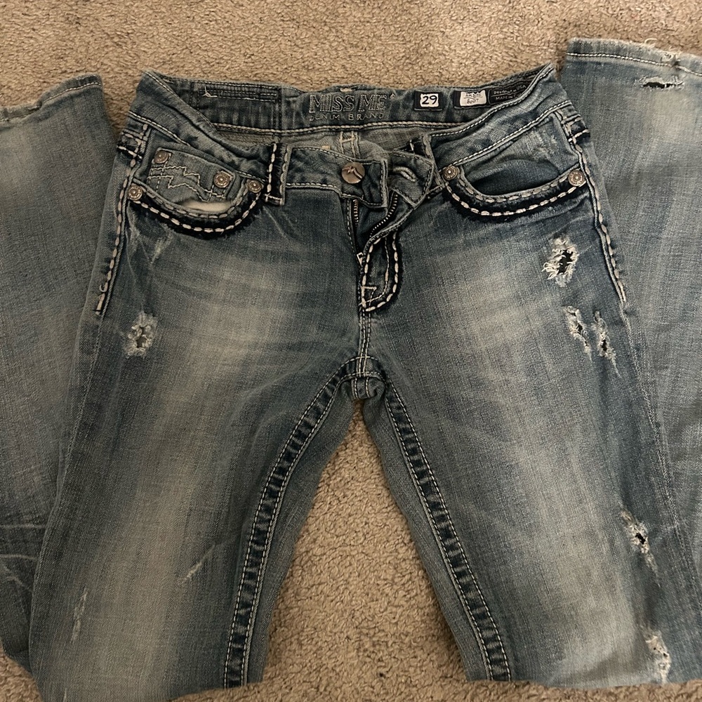 Miss Me Distressed Blue Jeans